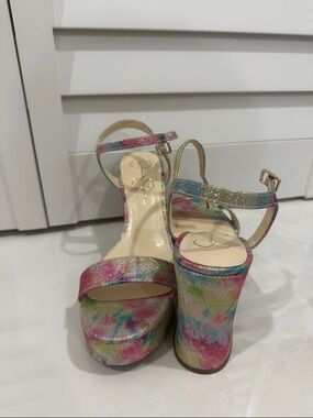 Jessica Simpson Glitter Tie-Dye Platform Sandals in Multicolor